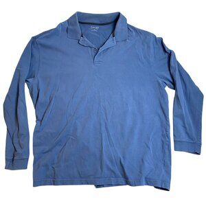 St. Johns Bay Mens Long-Sleeve Polo Shirt Size 2XLT Blue Cotton Casual Wear